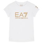 Girls White Logo T-Shirt, 6, hi-res
