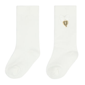 Girls White Bow Socks