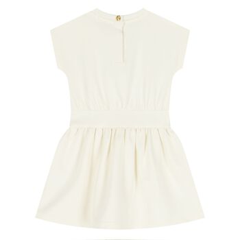 Younger Girls Ivory Logo Dress
