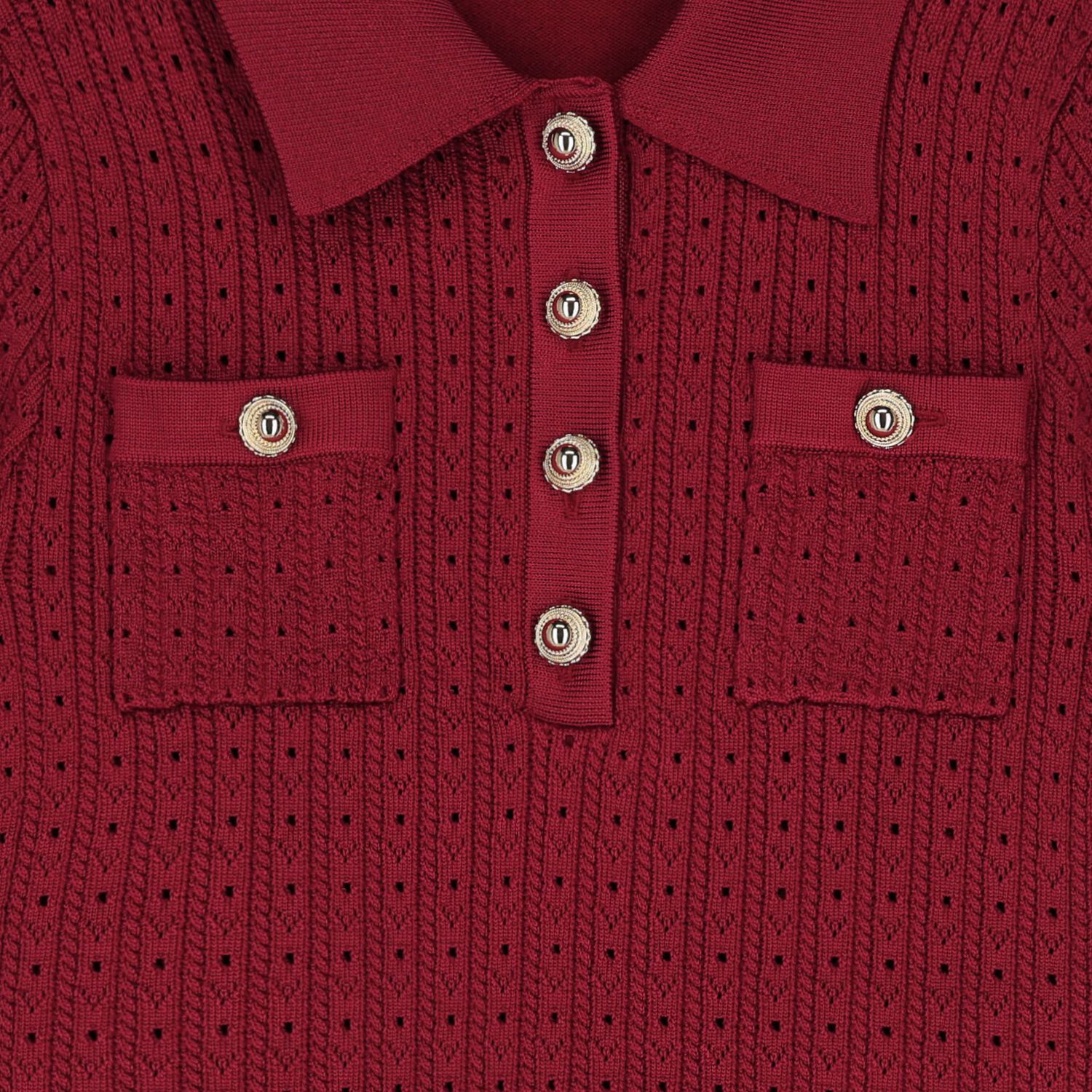 فستان بناتي محبوك باللون الأحمر العنابي, 1, hi-res image number null