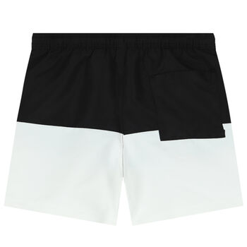 Boys Black & White Logo Swim Shorts