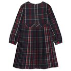 Girls Navy Blue & Red Tartan Dress, 1, hi-res
