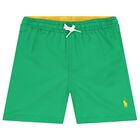 Boys Green Logo Swim Shorts, 1, hi-res