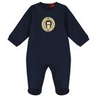 Baby Boys Navy & Gold Logo Babygrow, 3, hi-res