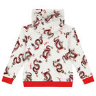 Boys Ivory & Red Dragons Hooded Top, 1, hi-res
