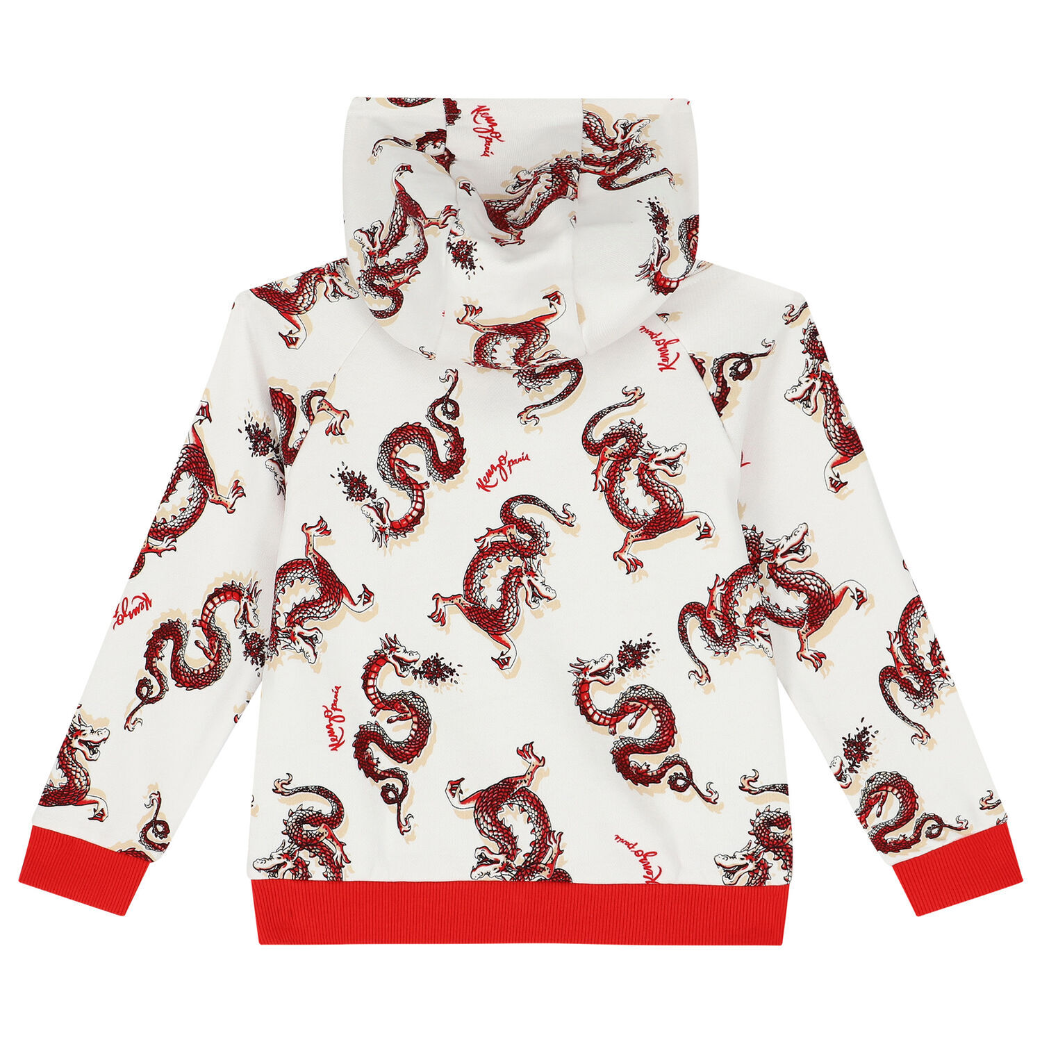Boys Ivory & Red Dragons Hooded Top, 1, hi-res image number null