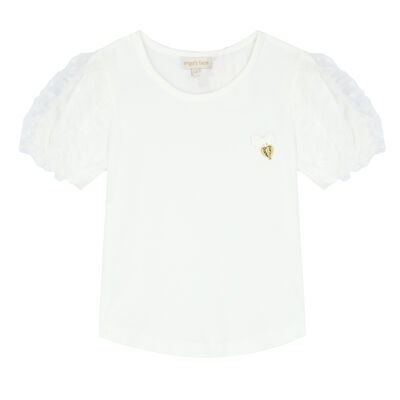 Girls White Tulle T-Shirt