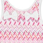 Younger Girls White & Pink Zig Zag Swimsuit, 1, hi-res