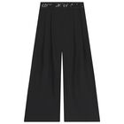 Girls Black Logo Trousers, 1, hi-res