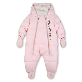 Baby Girls Pink Logo Snowsuit