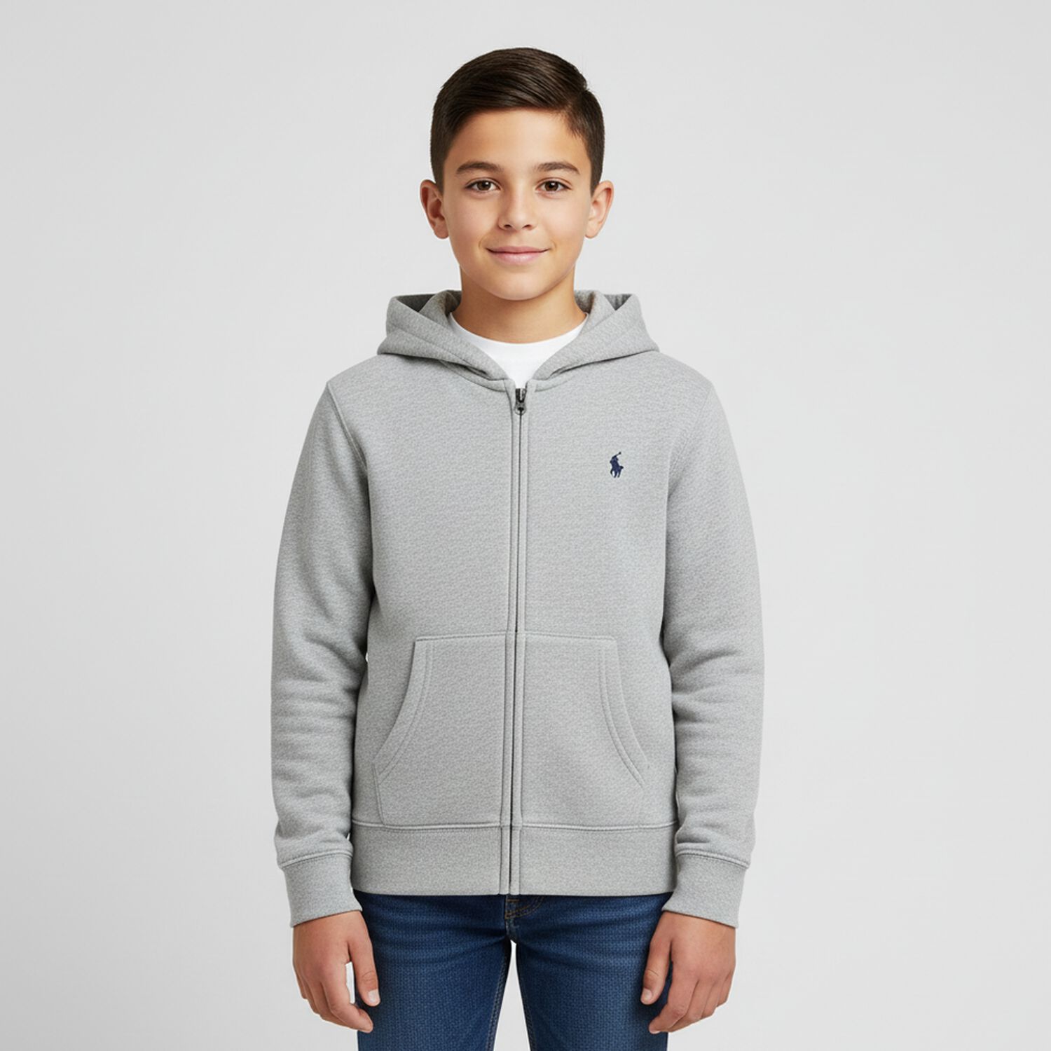 Boys Grey Logo Zip Up Top, 2, hi-res image number null
