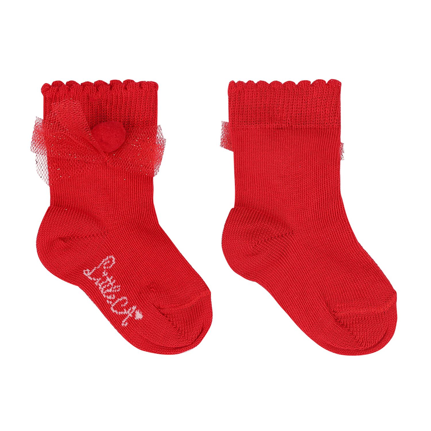 Baby Girls Red Pom Pom Socks, 1, hi-res image number null