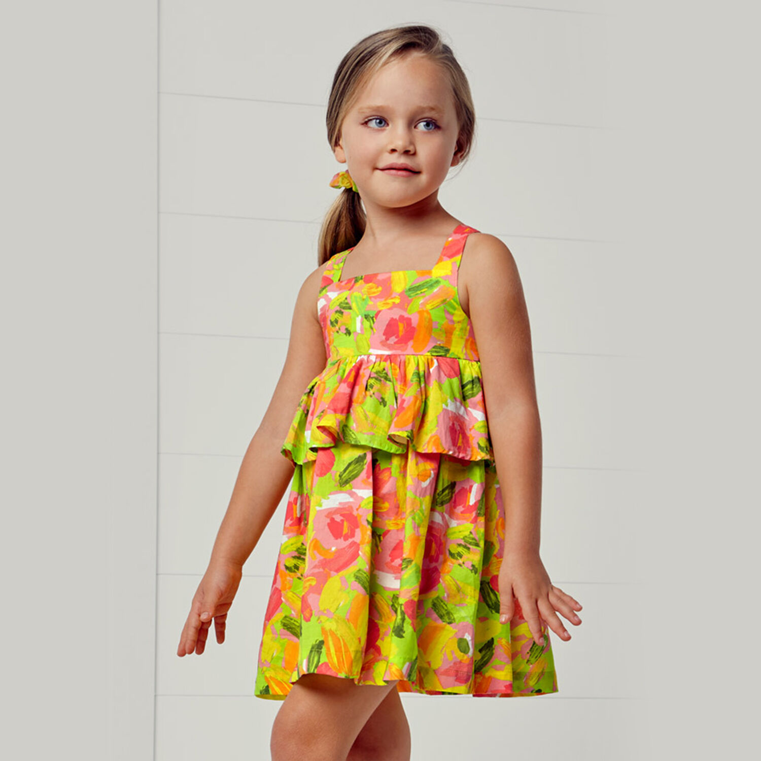 Girls Pink & Yellow Dress Set, 1, hi-res
