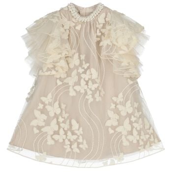 Girls Ivory Butterfly Tulle Dress