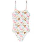 مايوة بنات بطبعة دونات باللون الأبيض, 1, hi-res