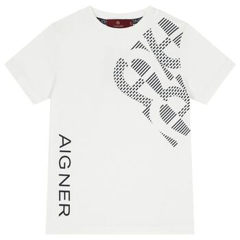 Aigner Boys White Logo T-Shirt, 1 Boys White Logo T-Shirt