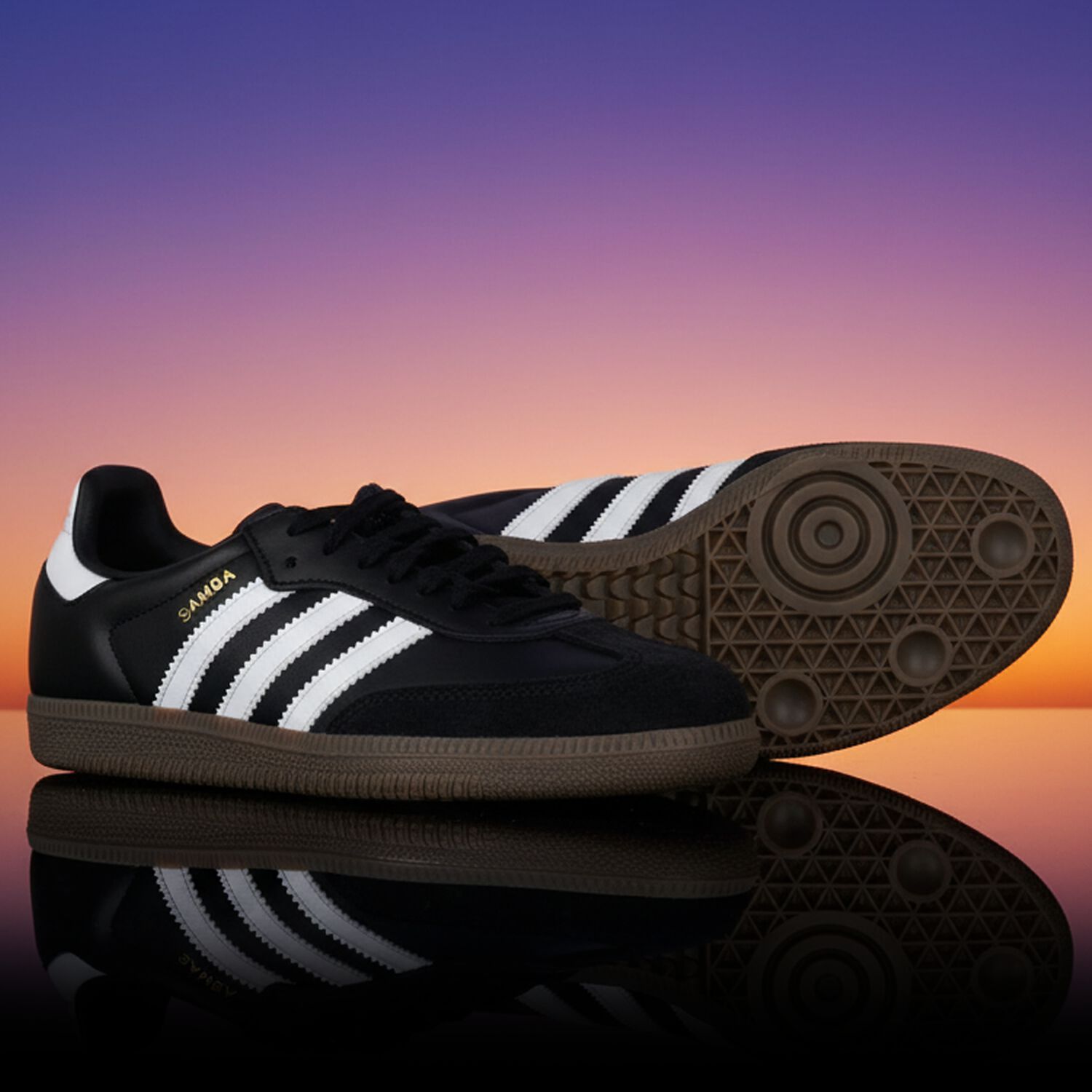 Black Logo Samba Trainers, 1, hi-res