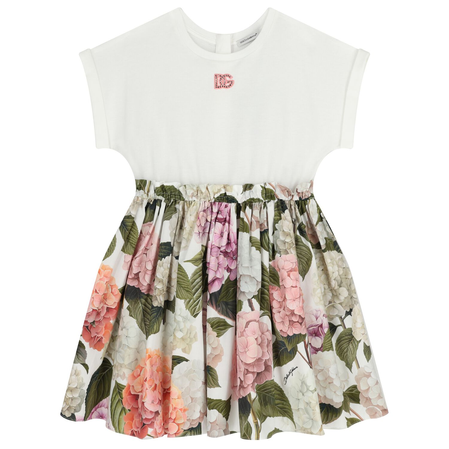 Girls Ivory & Pink Floral Dress, 1, hi-res