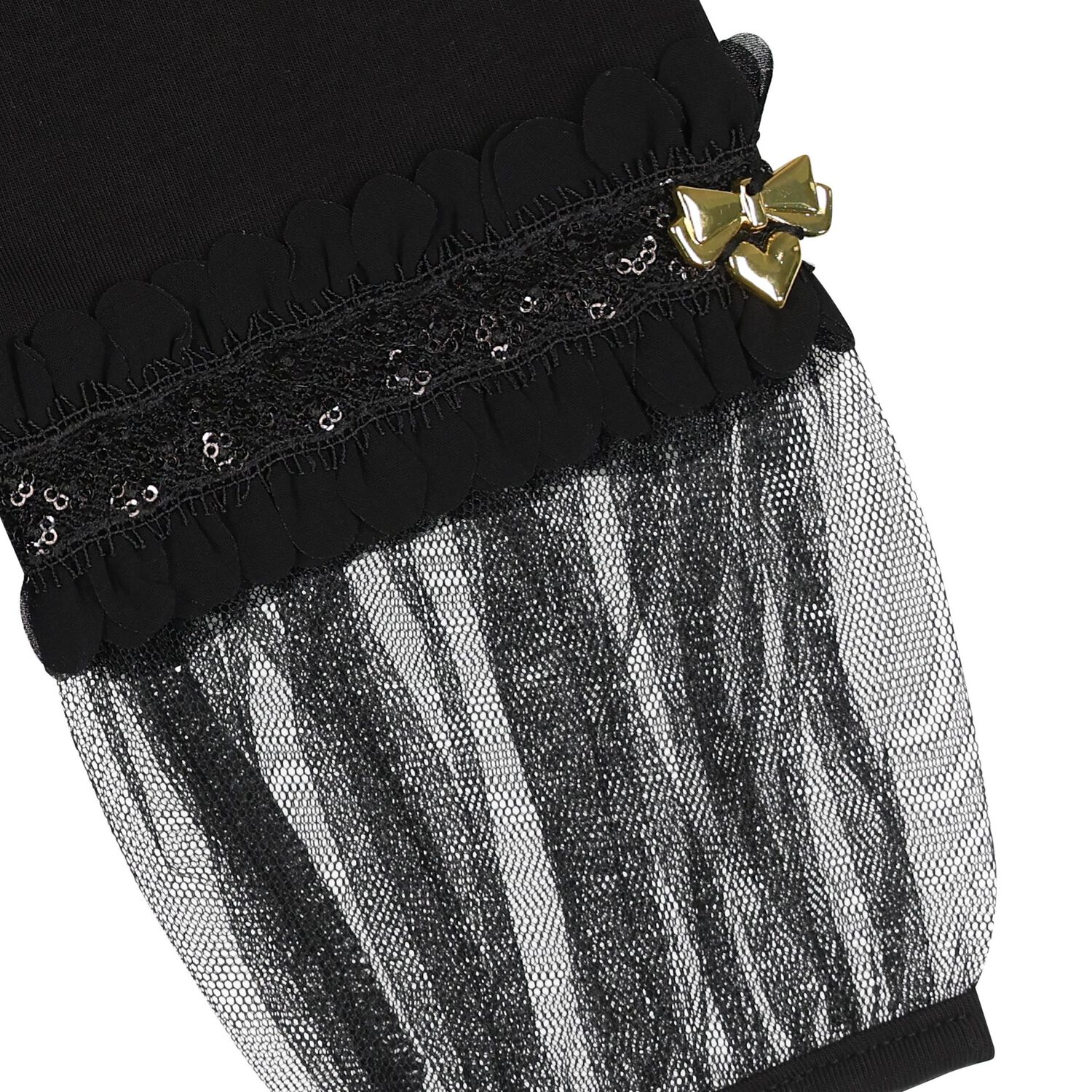 Girls Black Embellished Hayley Long Sleeve Top , 1, hi-res
