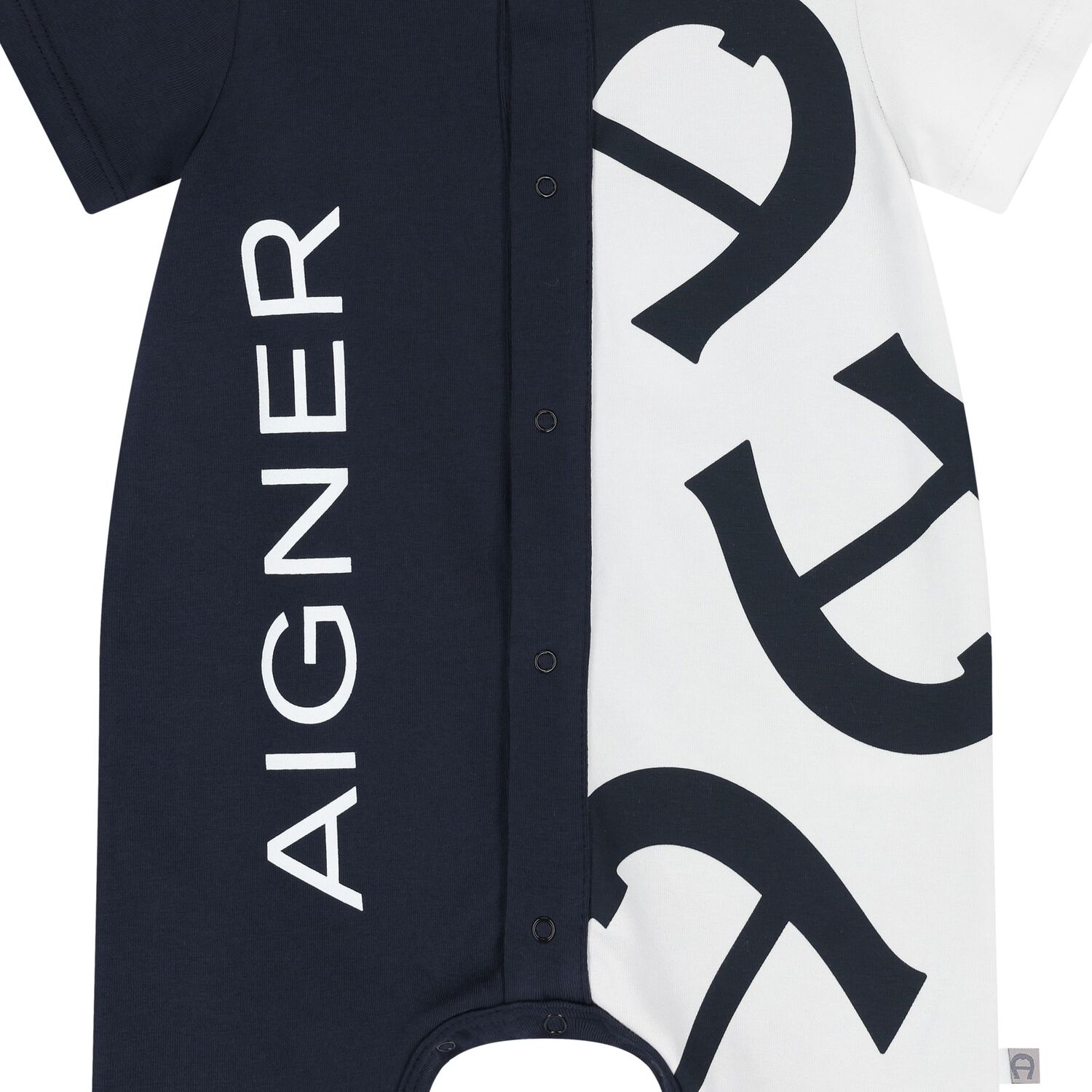 Baby Boys Navy Blue & White Logo Romper, 2, hi-res image number null