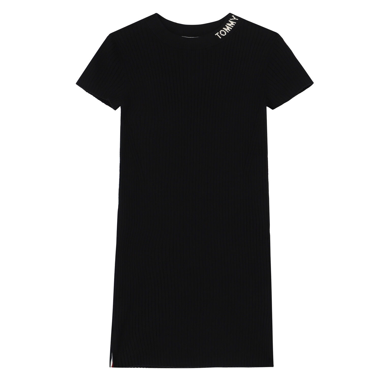 Girls Black Logo Knitted Dress, 1, hi-res