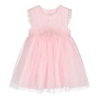 Baby Girls Pink Flower Tulle Dress, 1, hi-res