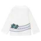 Boys White Race Car Long Sleeve Top, 2, hi-res