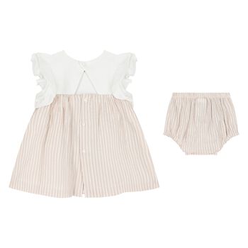 Baby Girls White & Beige Dress Set