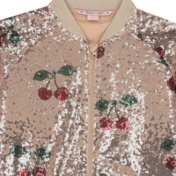 Girls Rose Gold Sequins Zip Up Top
