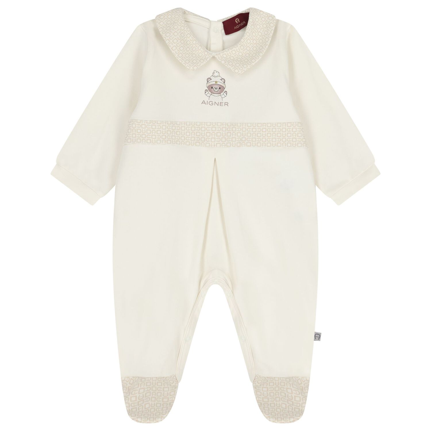 Ivory Teddy Bear Logo Babygrow Set, 1, hi-res