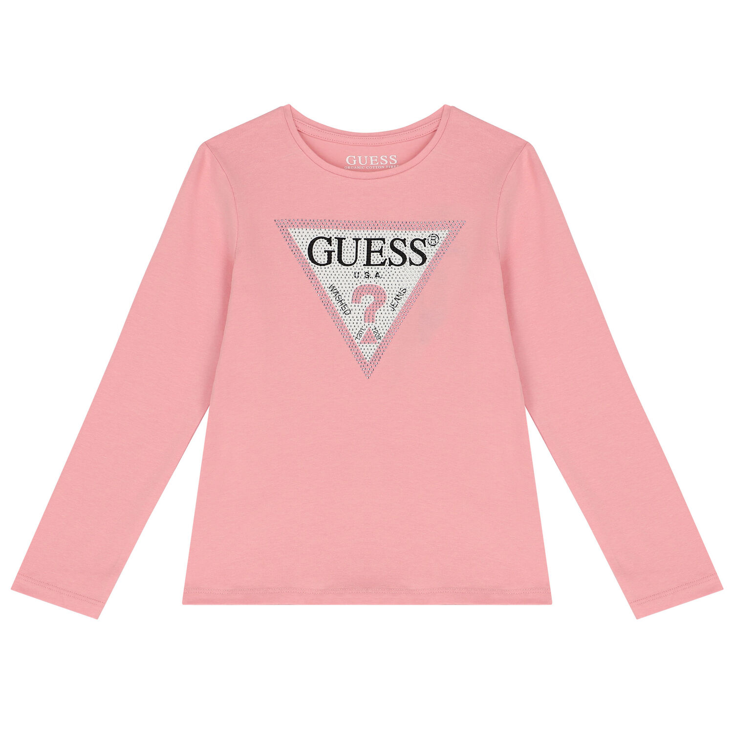Girls Pink Logo Long Sleeve Top, 1, hi-res
