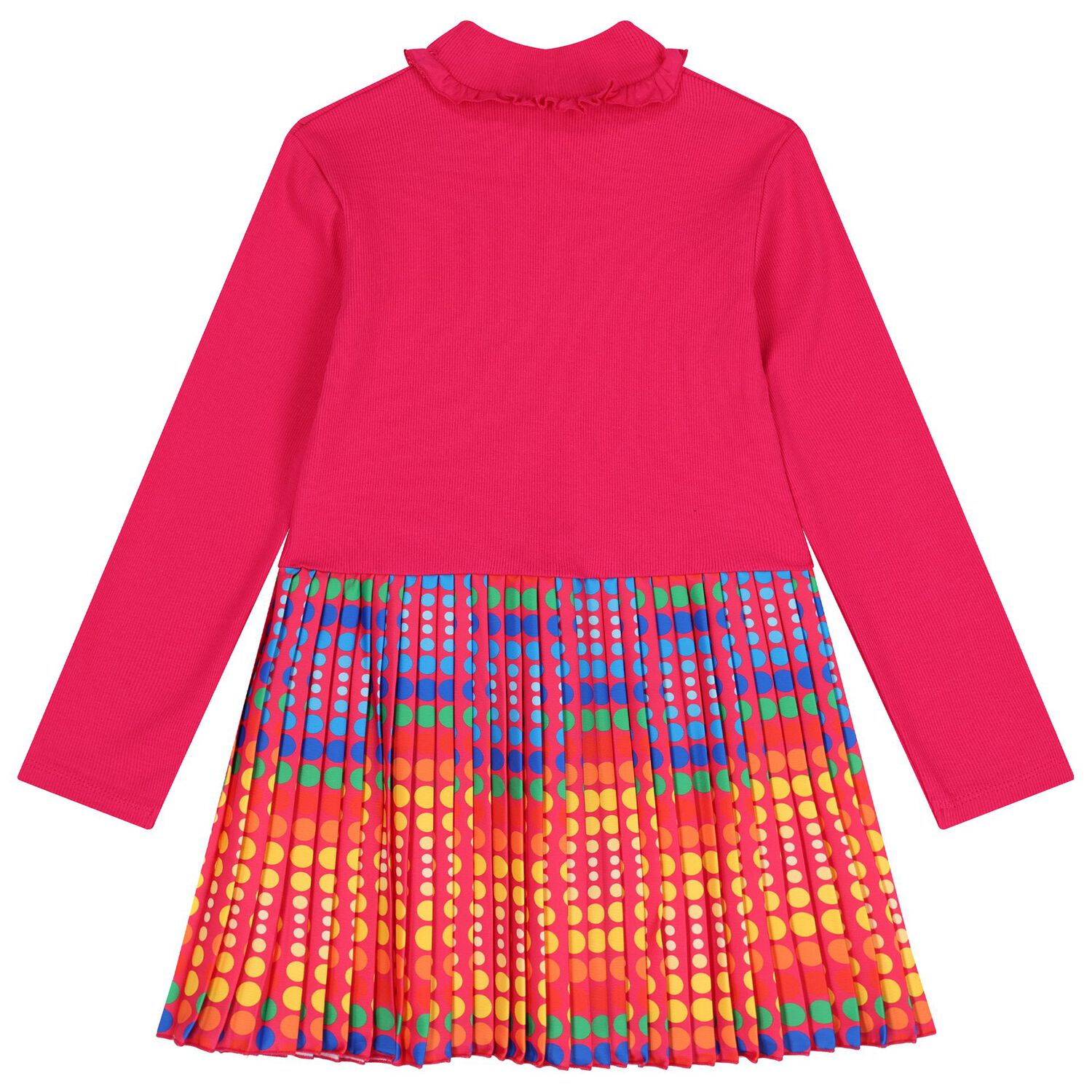 فستان ساتان مطوي باللون الوردي للبنات, 1, hi-res