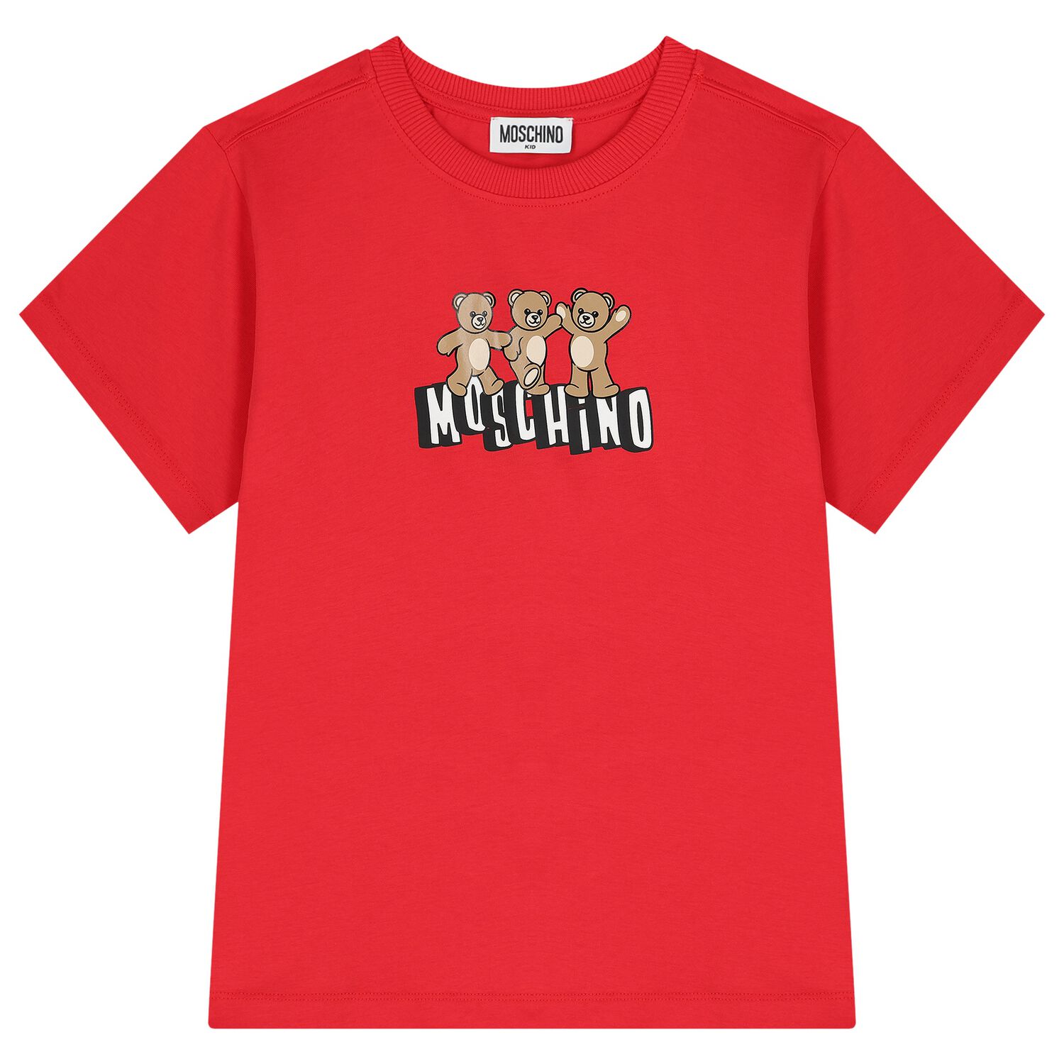 Boys Red Teddy Bear Logo T-Shirt, 4, hi-res