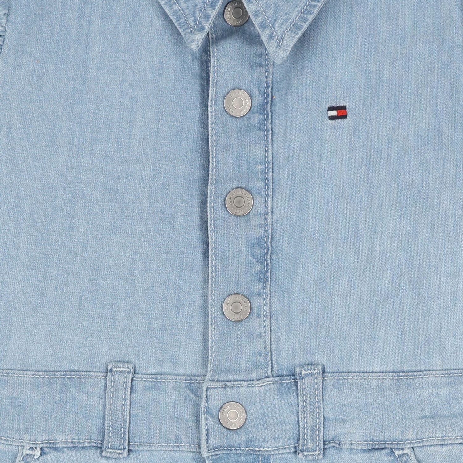 Girls Blue Logo Denim Dress, 1, hi-res