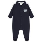 Baby Boys Navy Blue Logo Babygrow, 3, hi-res