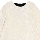 Girls Ivory Embellished Sequin Dress, 1, hi-res