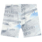 شورت بالشعار باللون الرمادى والابيض للاولاد, 1, hi-res