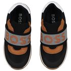 Boys Black Logo Trainers, 1, hi-res
