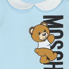 Baby Boys Blue Teddy Bear Logo Romper, 2, hi-res
