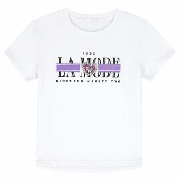 Girls Lilac & White T Shirt