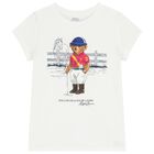 Girls White Polo Bear T-Shirt , 1, hi-res