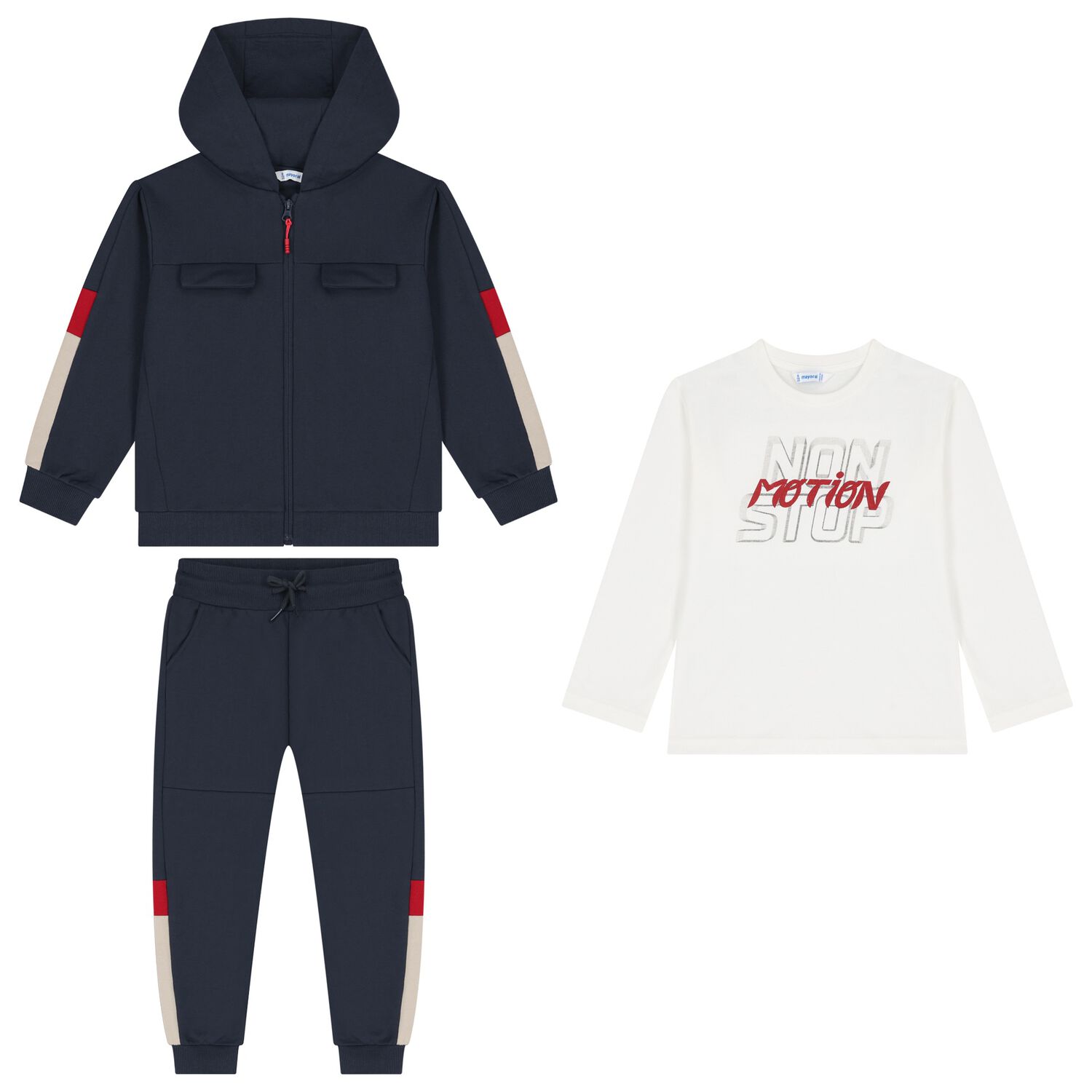 Boys Blue & White Tracksuit Set (3 Piece), 1, hi-res
