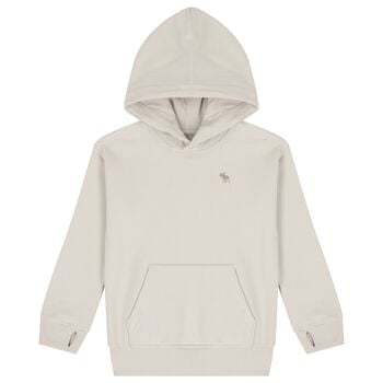 Boys Beige Logo Hooded Top