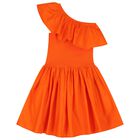 Girls Orange Ruffled Dress, 2, hi-res