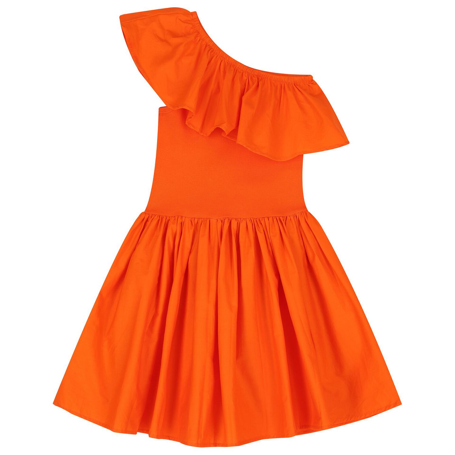 Girls Orange Ruffled Dress, 2, hi-res