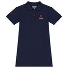 Girls Navy Blue Logo Polo Dress, 1, hi-res
