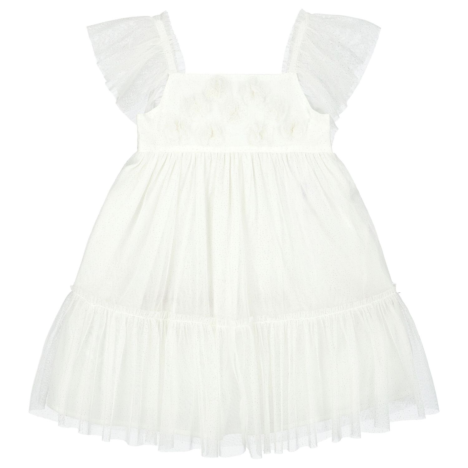 Girls White Tulle Dress, 1, hi-res image number null