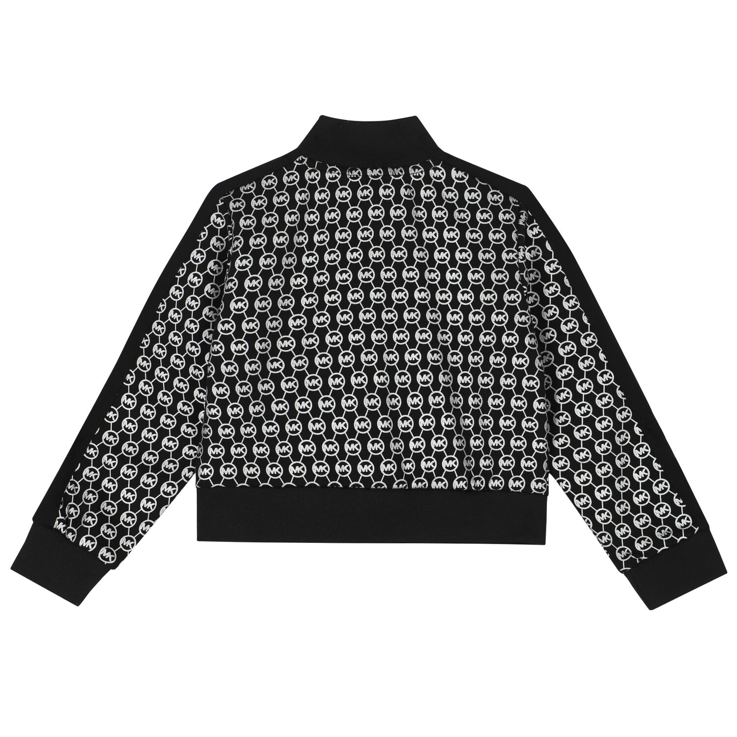 توب بالشعار باللون الأسود والفضي للبنات, 1, hi-res