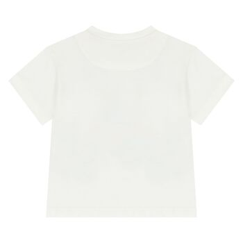 تي شيرت للأولاد بطبعة حيوانات باللون الأبيض