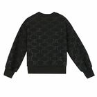 سويت شيرت بالشعار باللون الاسود للبنات, 1, hi-res